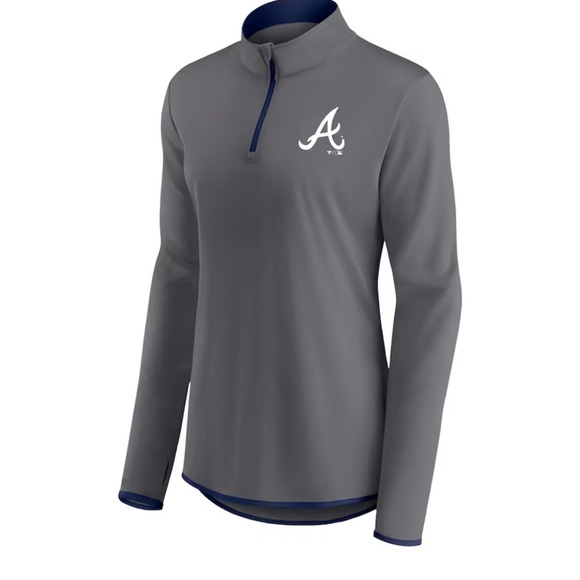 Fanatics Tops - Atlanta Braves Profile Women's Plus Size Quarter-Zip Jacket - Charcoal